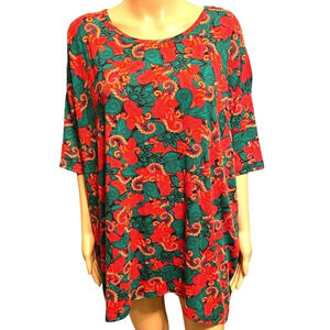 LuLaRoe Floral Stretchy Casual Hi low Blouse Women Size L